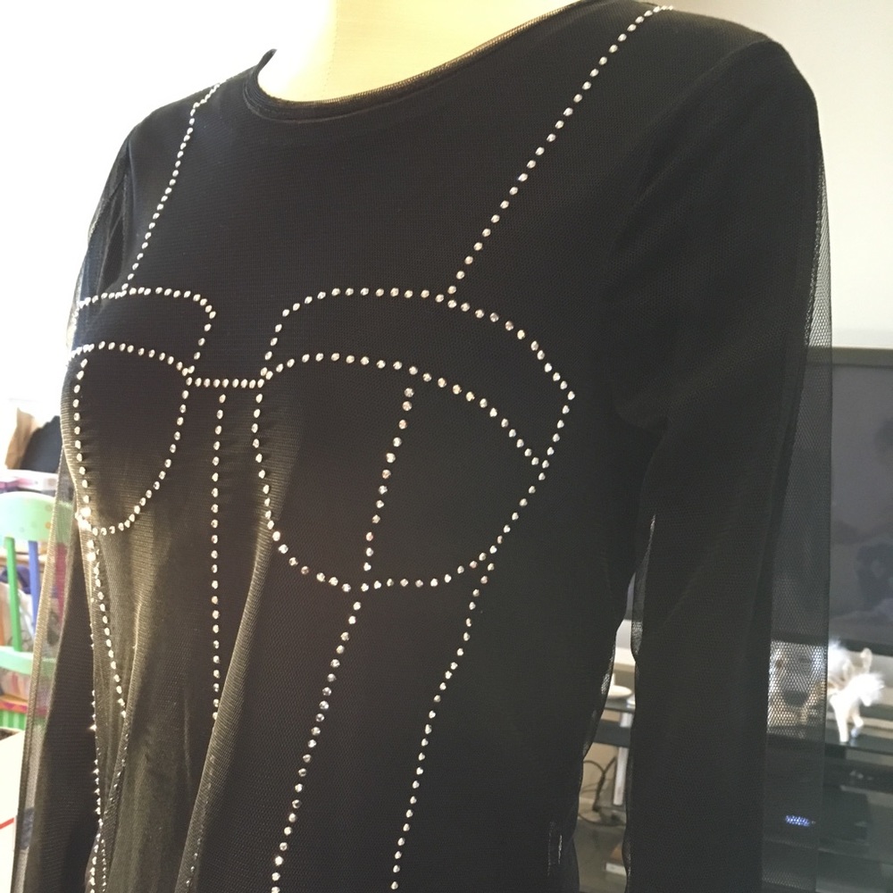 Shear Long Sleeve Gem Corset Top